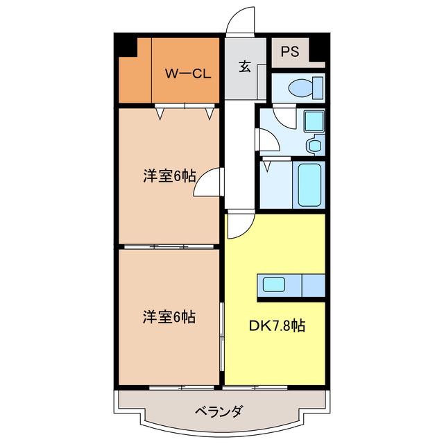 グリーントマト(2DK/4階)の間取り写真