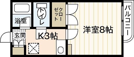 ロアール上天満(1K/9階)の間取り写真