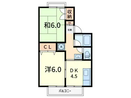 パレスコーポ(2DK/1階)の間取り写真