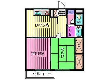 オラージュ大宮(2DK/2階)の間取り写真