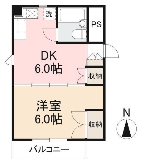 フォルトゥーナ カメオカ(1DK/4階)の間取り写真