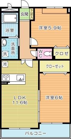 メディアパークIIIコクラ(2LDK/1階)の間取り写真