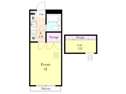 第6シティハイム(1K/1階)の間取り写真