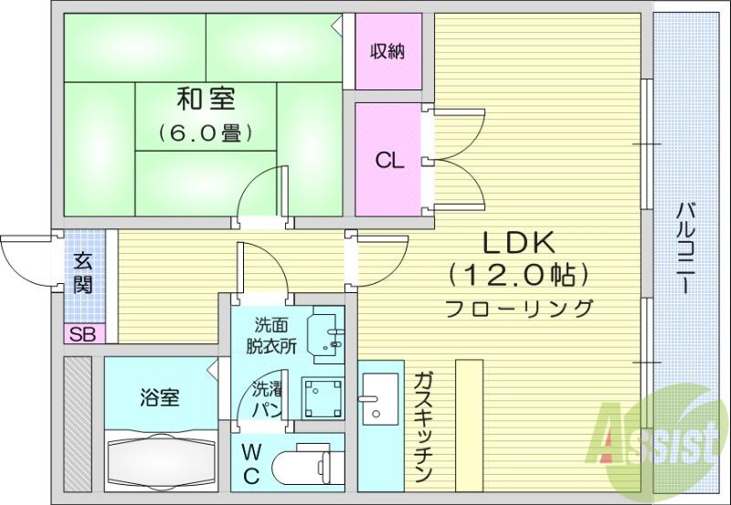 みのが丘アベニュー(1LDK/1階)の間取り写真