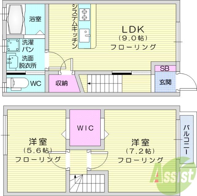 ヴィラシェーン(2LDK/1階)の間取り写真