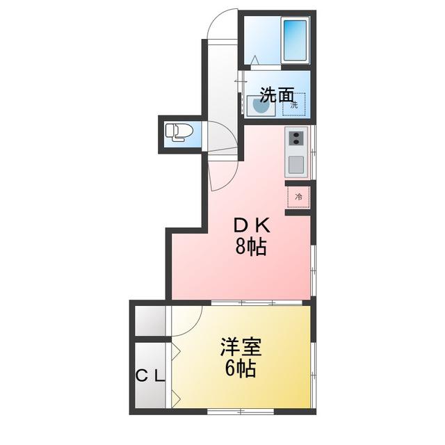 ナイトウビル(1DK/2階)の間取り写真