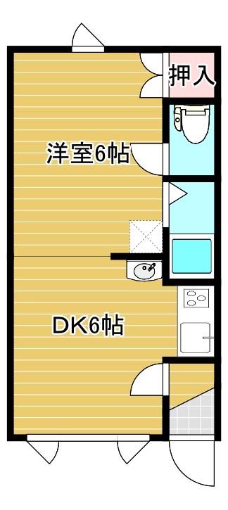 第2日研ハイツ(1DK/1階)の間取り写真