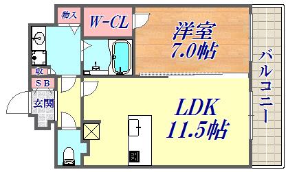 プレサンス THE神戸(1LDK/12階)の間取り写真