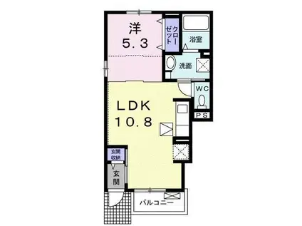 ワールド(1LDK/1階)の間取り写真