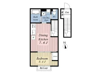 ヴァンガード北新宿(1DK/2階)の間取り写真