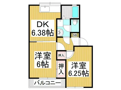 ファンタジー21 C棟(2DK/1階)の間取り写真