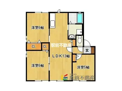 パル山崎(3LDK/1階)の間取り写真