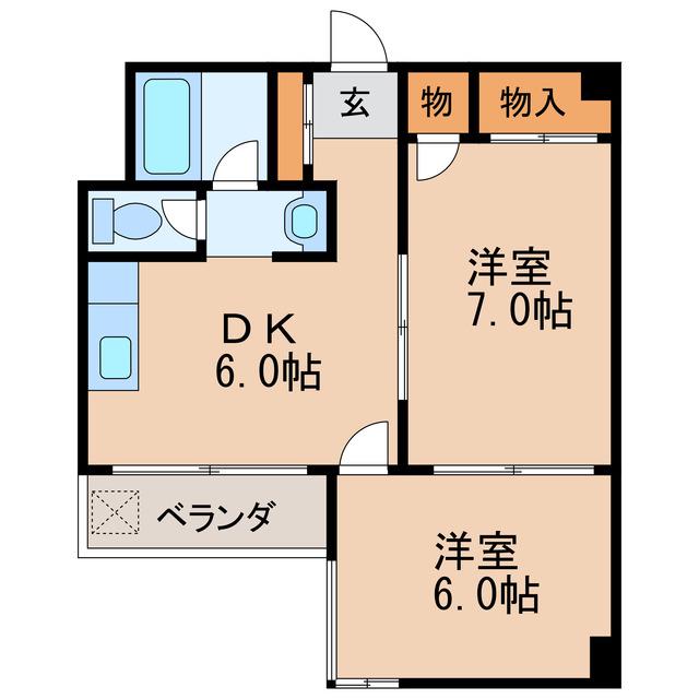 第7スカイパレス(2DK/3階)の間取り写真