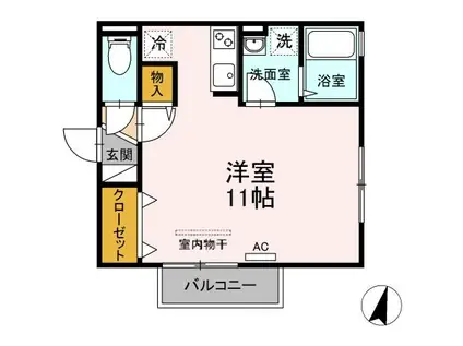 リベルテB棟(ワンルーム/2階)の間取り写真