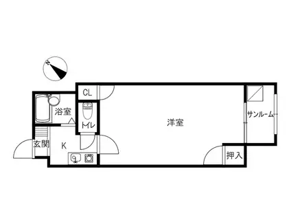 北陸新幹線 金沢駅 バス乗車時間:20分 最寄りバス停で下車 徒歩2分 3階建 築30年(1K/3階)の間取り写真