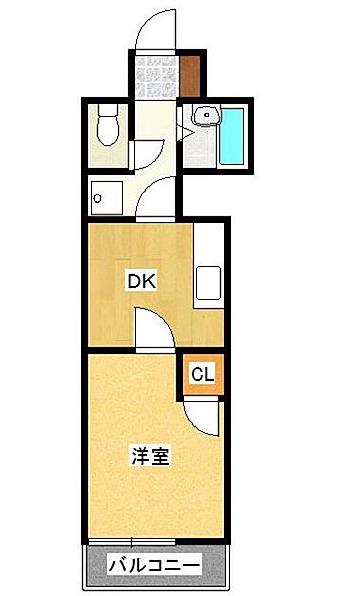 北原ビル(1K/2階)の間取り写真