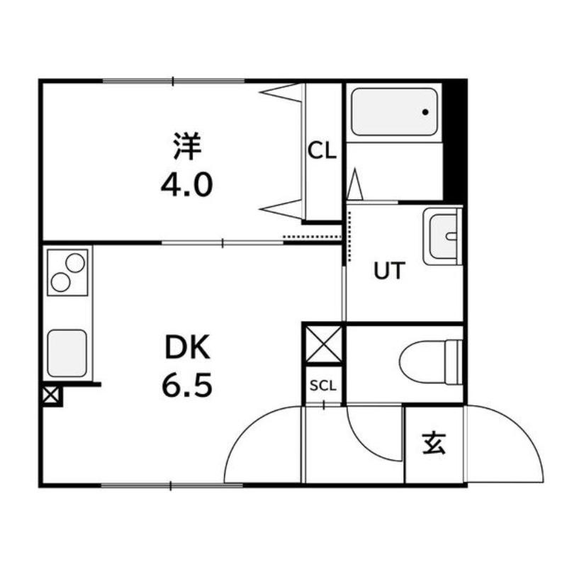 ラフィーネ発寒南III(1DK/2階)の間取り写真