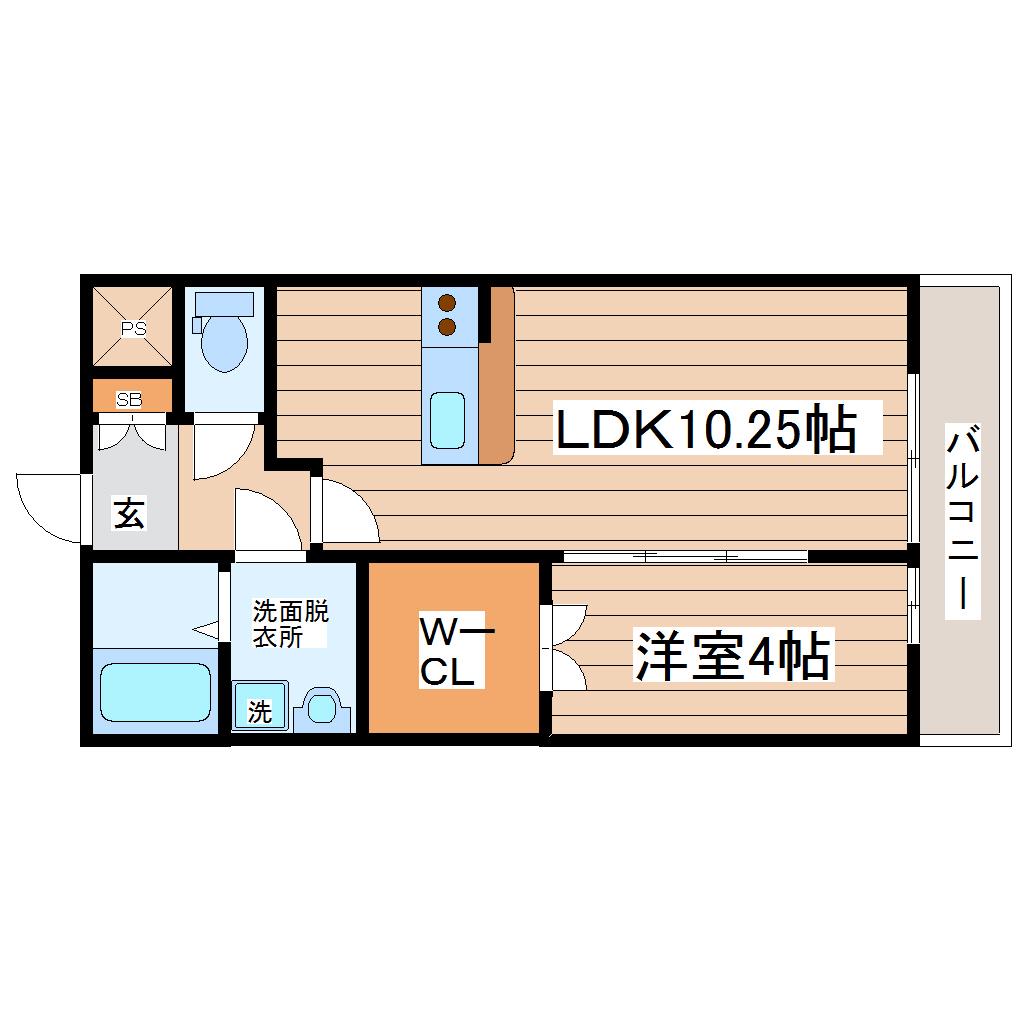 グランテージ向山(1LDK/2階)の間取り写真