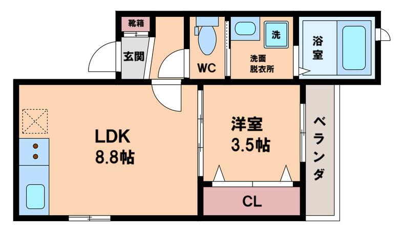 岩伸リバーコート住吉(1LDK/3階)の間取り写真