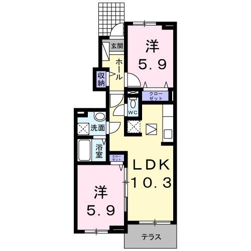 ソフィアコートC(2LDK/1階)の間取り写真