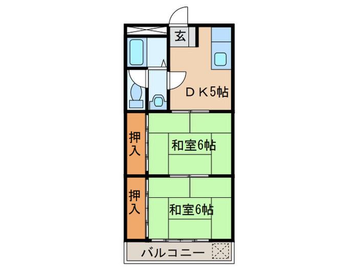 ハイツ浅野(2DK/2階)の間取り写真