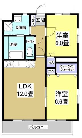 DIMPLE広沢(2LDK/1階)の間取り写真