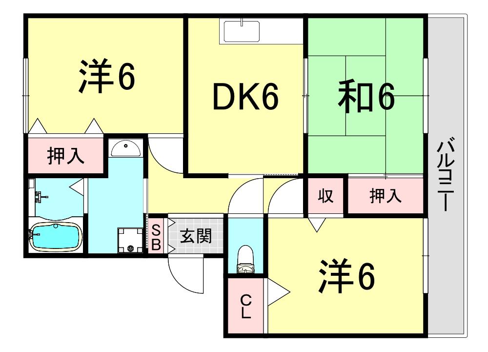 メゾン桃山台(3DK/2階)の間取り写真