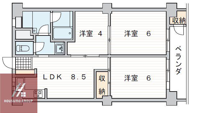 新森小路コーポ(3LDK/11階)の間取り写真