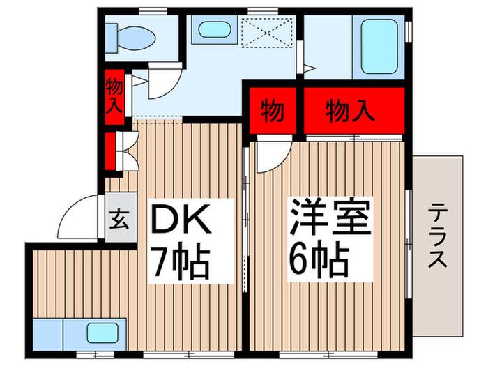 サンライズA(1DK/1階)の間取り写真