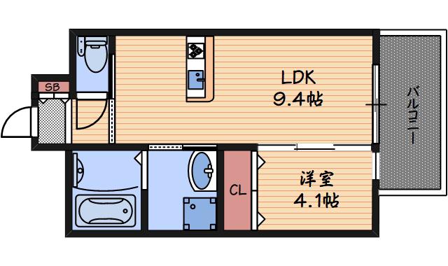 ハイデンス梅ヶ枝(1LDK/8階)の間取り写真