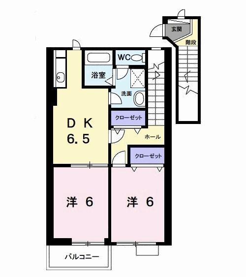 ソレイユ・TUKASAII(2DK/2階)の間取り写真