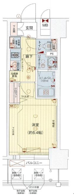 プレサンスOSAKA DOMECITYビーツ(1K/5階)の間取り写真