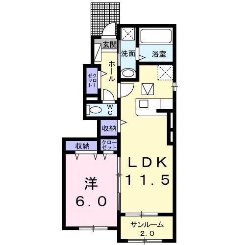 ルタン3251(1LDK/1階)の間取り写真