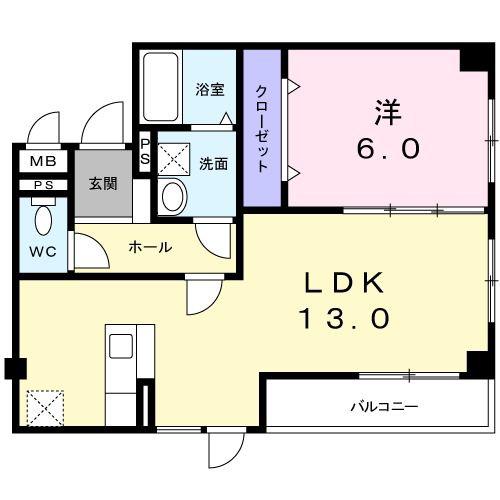 ラ・メゾン(1LDK/3階)の間取り写真