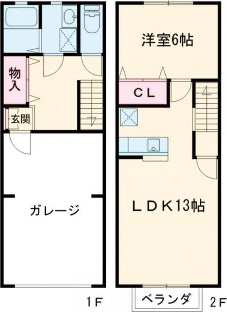 ココモときめき東(1LDK/2階)の間取り写真