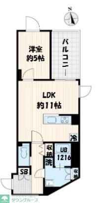 GRANPASEO成城学園前(1LDK/5階)の間取り写真