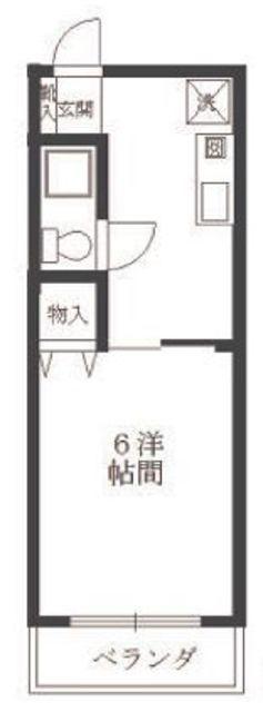 スカイハイムⅠ(1K/1階)の間取り写真