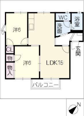 グルンハイムB(2LDK/2階)の間取り写真