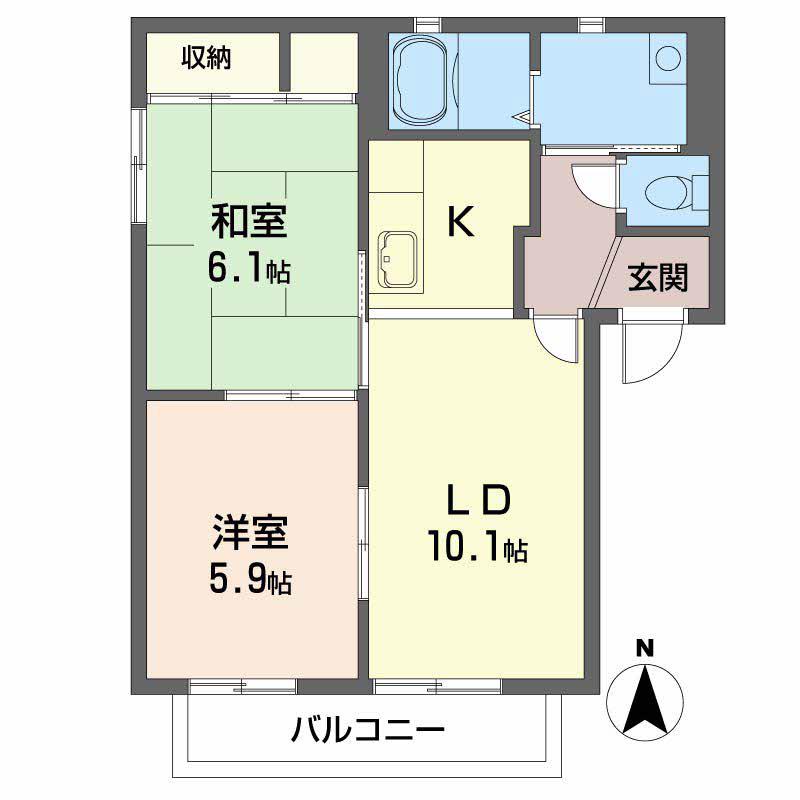 ヴィリジアンガーデン(2LDK/2階)の間取り写真