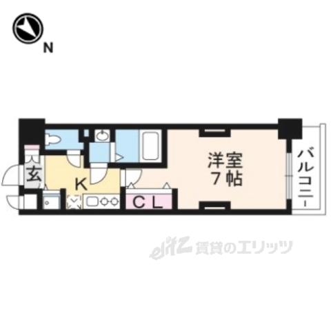 LUXE京都西大路(1K/3階)の間取り写真