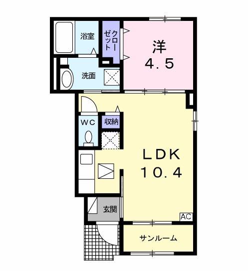 フランシータ(1LDK/1階)の間取り写真