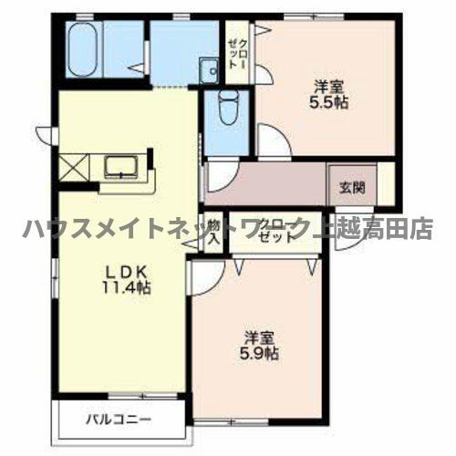フォーレスミリレナ(2LDK/2階)の間取り写真