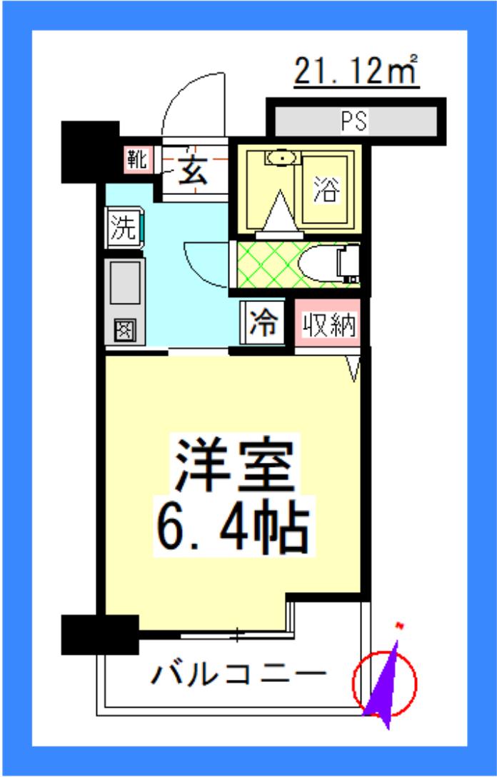 TJ TERRA湘南台(1K/6階)の間取り写真