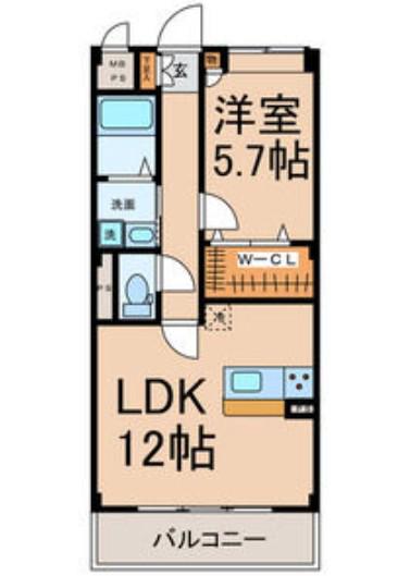 グランドソレイユII(1LDK/4階)の間取り写真