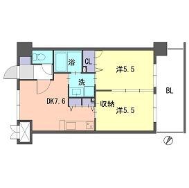 DUO FEEL福岡東(2DK/2階)の間取り写真