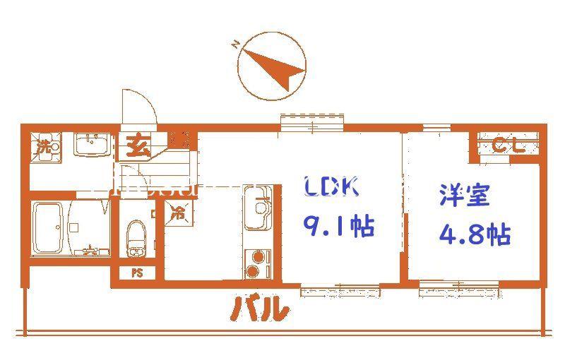 ブルーライン 上永谷駅 徒歩7分 3階建 築4年(1LDK/1階)の間取り写真