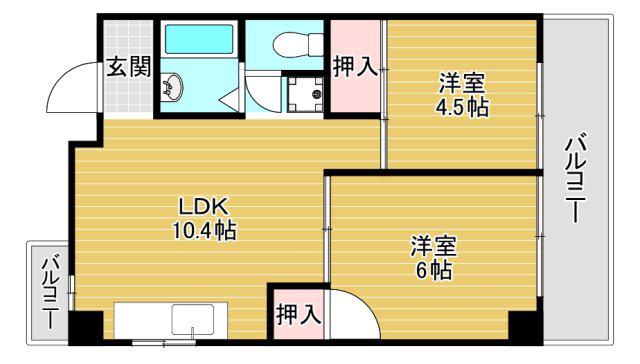 ラカーサ上本町 (2LDK/5階)の間取り写真