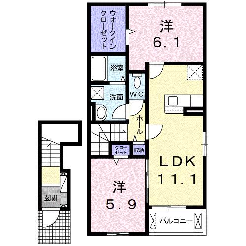 グロリアフェリチータII(2LDK/2階)の間取り写真