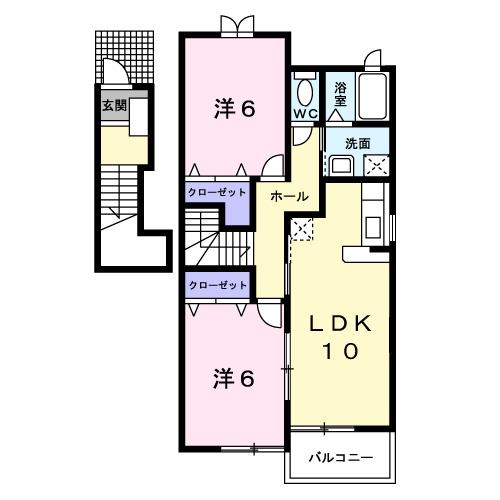 カノン B(2LDK/2階)の間取り写真