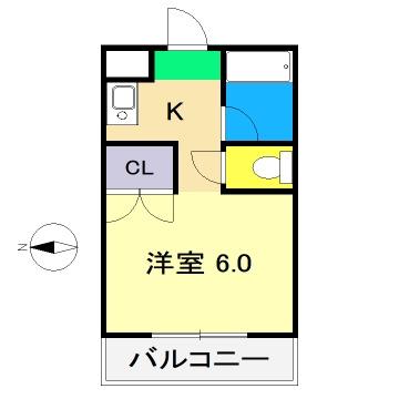 サニーパレス朝倉(1K/3階)の間取り写真